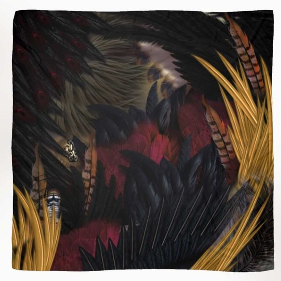 Raven Feathers Tribal Chiffon Oversized Square Scarf - Picture 1 of 8